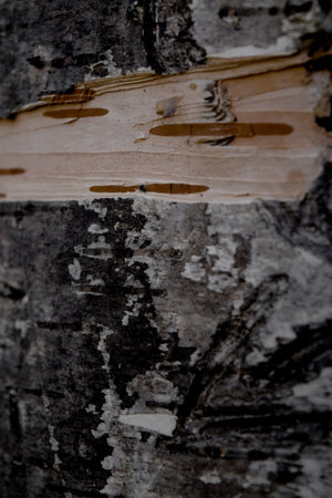 Birch bark texture background. Close up of birch bark texture.の写真素材