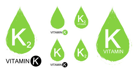 Vitamin K and K2, set icons, isolated symbols, vector illustrationのイラスト素材