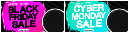 Black Friday and Cyber Monday sale banner design. Big sale special offer. vector illustrationのイラスト素材
