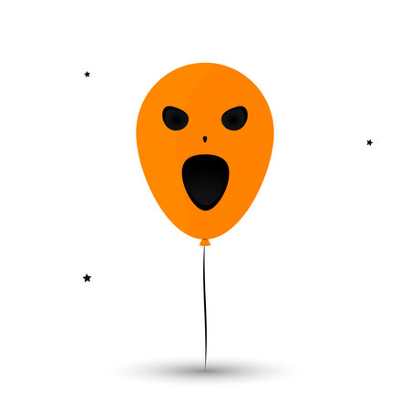Orange balloon with funny face. vector illustration. flat design style.のイラスト素材