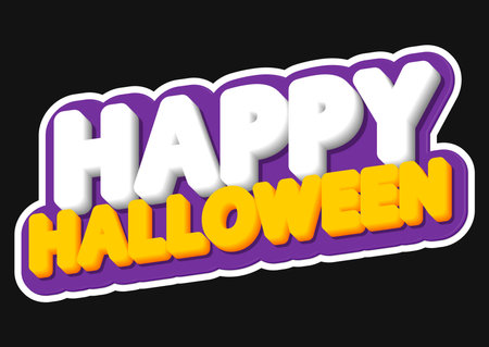 Happy Halloween Text Design, Vector Illustration EPS10. Editable Stroke.のイラスト素材