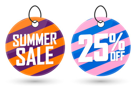 Set of Summer Sale banners design template, discount tags, vector illustrationのイラスト素材