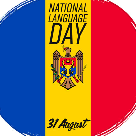 "31 August Limba NoastrÄ" - 31 August Our Language, banner with grunge texture. Flag of Moldova.のイラスト素材