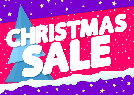 Christmas Sale, poster design template, discount banner, special offer, vector illustrationのイラスト素材