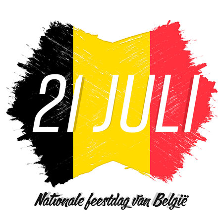 <p>21 July Belgian National Day. Banner with grunge brush. Flag of Belgium, national tricolor in original colors. independence day.</p>のイラスト素材
