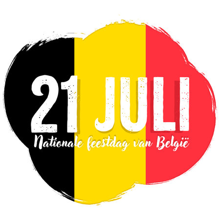<p>21 July Belgian National Day. Banner with grunge brush. Flag of Belgium, national tricolor in original colors. independence day.</p>のイラスト素材