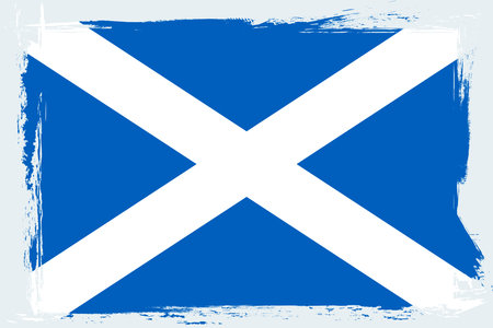 Flag of Scotland, banner with grunge brush. vector illustration.のイラスト素材