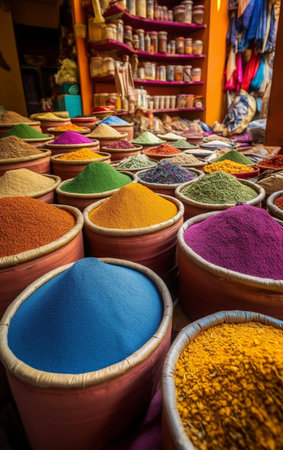 Colorful spices at a traditional market. AI-generated imagesの素材