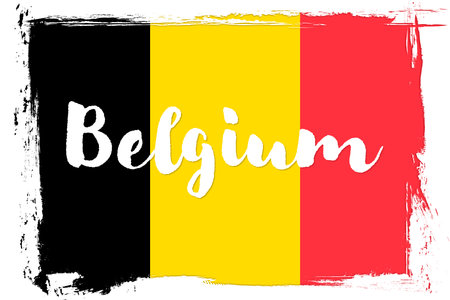 Belgium flag, banner with grunge brush. independence day. National tricolor in original colors.のイラスト素材
