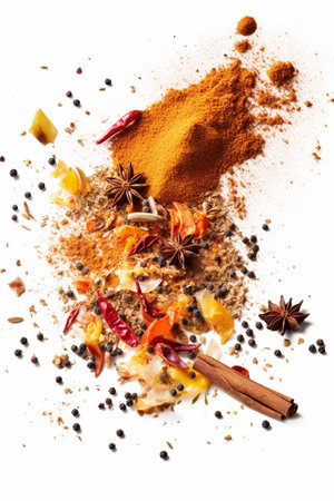 Spices and herbs on a white background. Spices and herbs. AI-generated imagesの素材