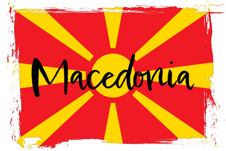 Macedonia flag with grunge brush stroke. vector illustration.のイラスト素材