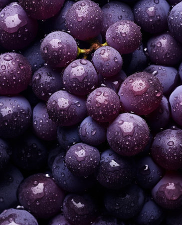 Grapes with water drops close-up. background design. AI-generated imagesの素材