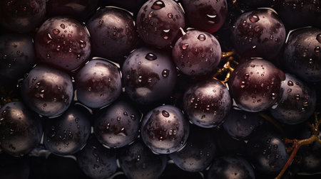 Grapes with water drops on a black background. AI-generated imagesの素材