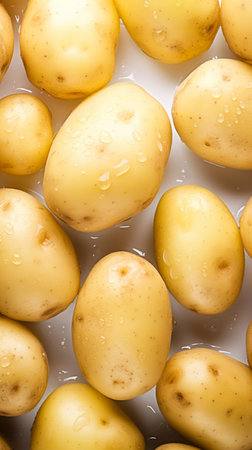 Potatoes on a white background, close-up, studio shotの素材