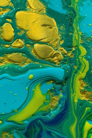 Beautiful abstract art of Ebru marbling painting techniques on water with paintsの素材