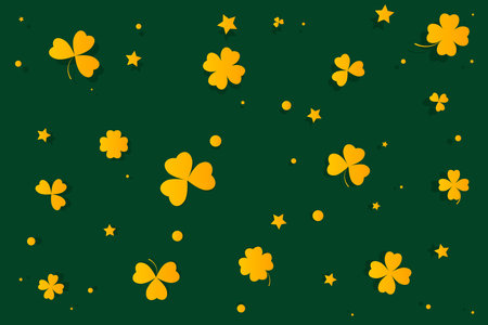 Seamless pattern with clover leaves and stars. St. Patrick's Day background. Vector illustration.のイラスト素材