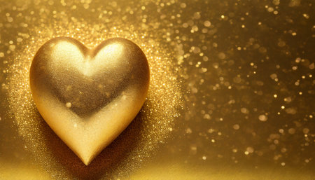 Golden heart on golden glitter background, valentine's day conceptの素材