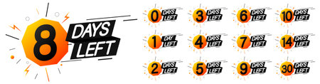 Set of 8 days left to go countdown banner design template, vector illustrationのイラスト素材