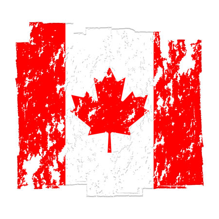 Canada flag with grunge texture. Vector illustration. Grunge effect can be cleaned easily.のイラスト素材