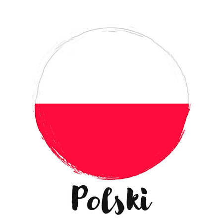 Poland flag in the form of a circle. Vector illustration on white background.のイラスト素材