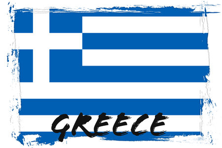 Greece flag. Grunge brush stroke. Vector illustration.のイラスト素材