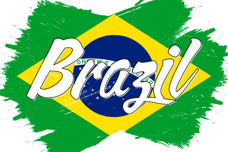Brazil flag in grunge style with brush strokes. Vector illustration.のイラスト素材