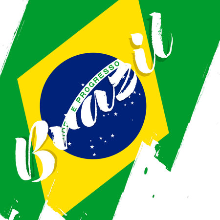 grunge Brazil independence day design, vector illustrationのイラスト素材