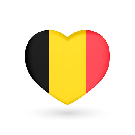 Love Belgium symbol. Belgian flag in heart shape. Vector illustration.のイラスト素材
