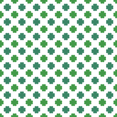 Seamless pattern with green clover leaves on white background. Vector illustration.のイラスト素材