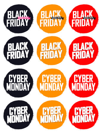 Black Friday sale stickers set. Special offer price tags. Vector illustration.のイラスト素材