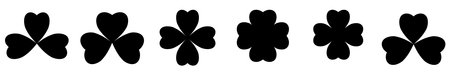 Set of four leaf clover. Vector illustration on white background.のイラスト素材