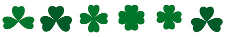 Green clover leaves set isolated on white background. St. Patrick's day vector illustration.のイラスト素材