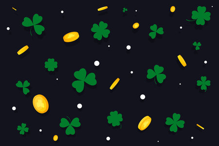 St. Patrick's Day seamless pattern with gold coins and clover. Vector illustrationのイラスト素材
