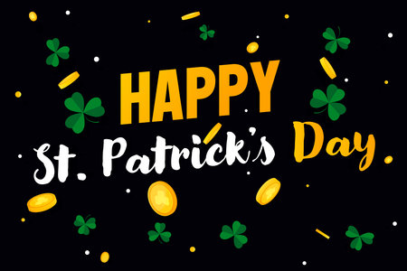 Happy St. Patricks Day lettering. Greeting card. Vector illustrationのイラスト素材