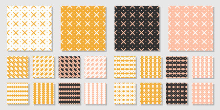 Set of vector seamless patterns. Geometrical background with rhombus, triangles, squares.のイラスト素材