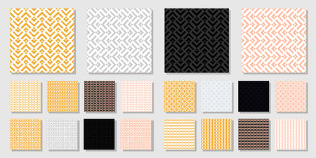 Set of seamless vector patterns. Geometric backgrounds with zigzag lines.のイラスト素材