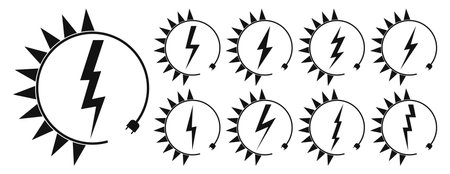 Renewable energy icons, graphic design template, lightning bolt. Set alternative power signs, vector illustrationのイラスト素材