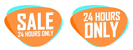 Set of sale banners design template, 24 hours only, discount tags. Vector illustration.のイラスト素材
