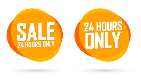 Set of sale banners design template, 24 hours only, discount tags. Vector illustration.のイラスト素材
