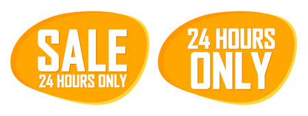 Set of sale banners design template, 24 hours only, discount tags. Vector illustration.のイラスト素材