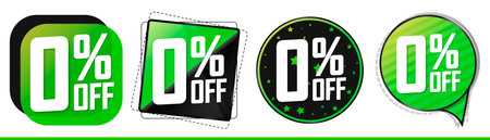 Set 0% off banners, discount tags design template, vector illustrationのイラスト素材