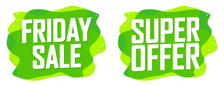 Set of green watercolor sale banners with sample text. Vector illustrationのイラスト素材