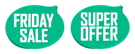 Super sale green stickers set. Flat design style. Vector illustration.のイラスト素材