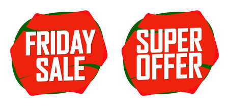 red and green friday sale labels on white background, vector illustrationのイラスト素材