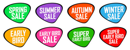 Set of sale stickers, labels, badges and design elements. Vector illustrations.のイラスト素材
