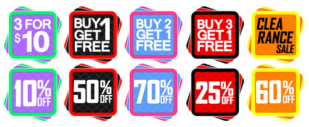 Set Sale banners design template, discount tags collection, vector illustration.