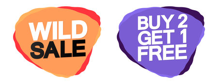 Buy 2 Get 1 Free, Set Sale banners design template, discount tags, vector illustrationのイラスト素材