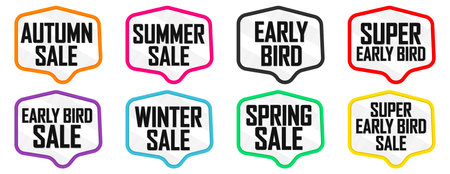 Set of sale stickers, labels, tags and badges in different colorsのイラスト素材