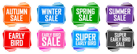 Set of sale stickers, discount tags design template, vector illustration.のイラスト素材
