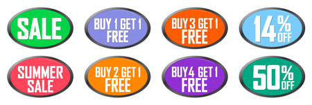 Set of sale stickers, labels, tags, badges and design elements.のイラスト素材